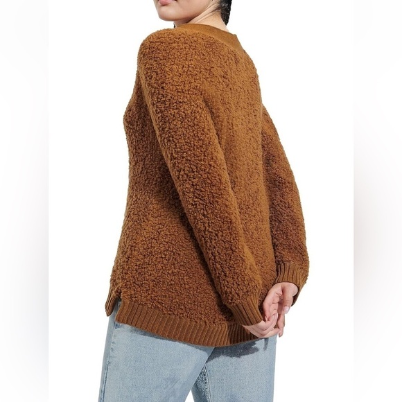 NWT UGG Sz L Dreeann Soft Plush Fleece Wool Blend V-Neck Teddy Bear Long Sleeve - Picture 3 of 16